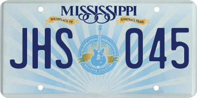 MS license plate JHS045