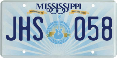 MS license plate JHS058