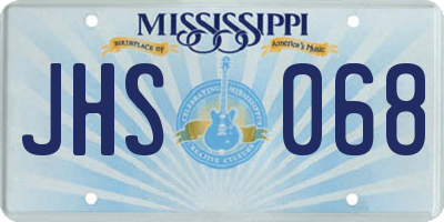 MS license plate JHS068