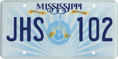 MS license plate JHS102