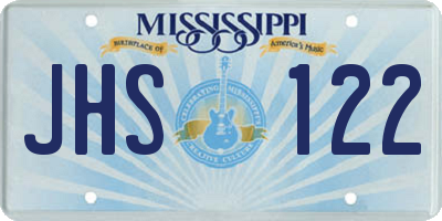MS license plate JHS122