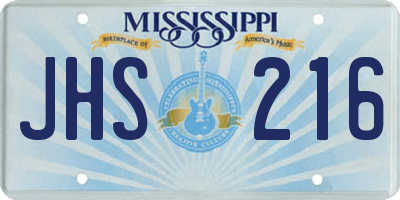 MS license plate JHS216