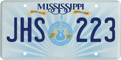 MS license plate JHS223