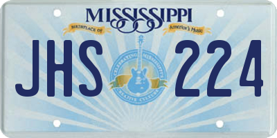 MS license plate JHS224