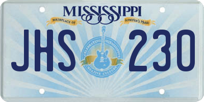 MS license plate JHS230