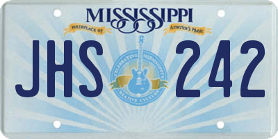 MS license plate JHS242