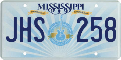 MS license plate JHS258