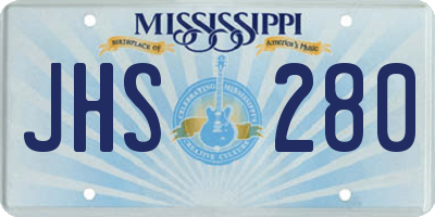 MS license plate JHS280