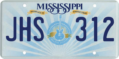 MS license plate JHS312