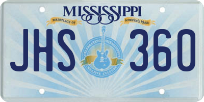 MS license plate JHS360