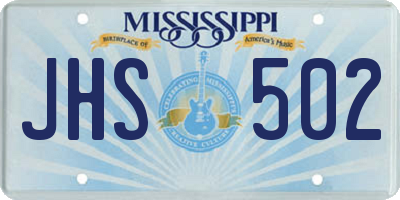 MS license plate JHS502