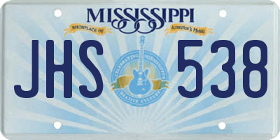 MS license plate JHS538