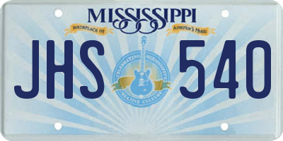 MS license plate JHS540