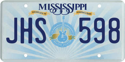 MS license plate JHS598