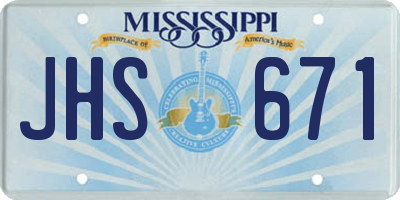 MS license plate JHS671