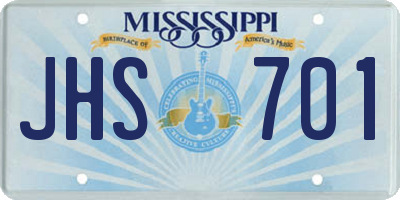 MS license plate JHS701