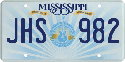MS license plate JHS982
