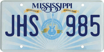 MS license plate JHS985