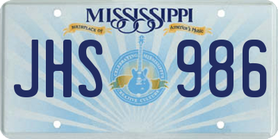 MS license plate JHS986