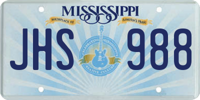 MS license plate JHS988