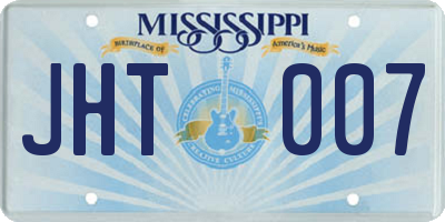 MS license plate JHT007