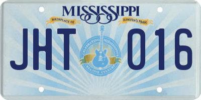 MS license plate JHT016