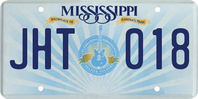 MS license plate JHT018