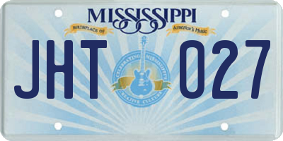 MS license plate JHT027