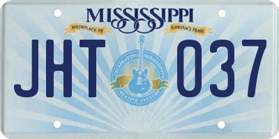 MS license plate JHT037