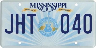 MS license plate JHT040