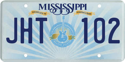 MS license plate JHT102