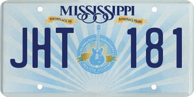 MS license plate JHT181
