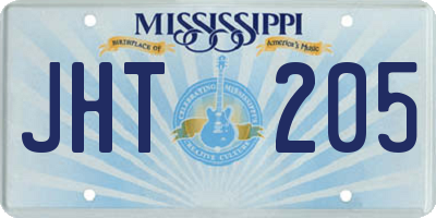 MS license plate JHT205