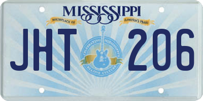 MS license plate JHT206