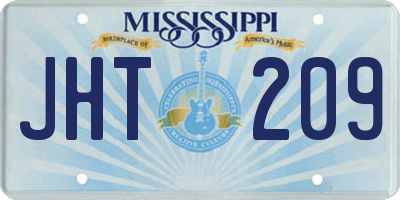 MS license plate JHT209