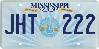 MS license plate JHT222