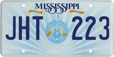 MS license plate JHT223