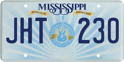 MS license plate JHT230