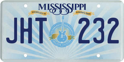 MS license plate JHT232
