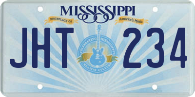 MS license plate JHT234