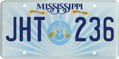 MS license plate JHT236