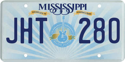 MS license plate JHT280