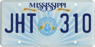 MS license plate JHT310