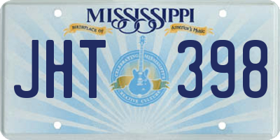 MS license plate JHT398
