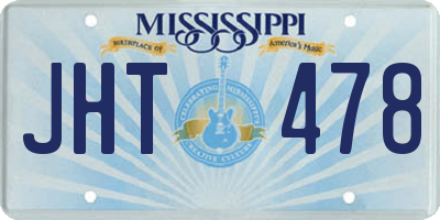 MS license plate JHT478