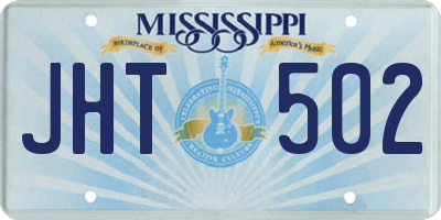 MS license plate JHT502