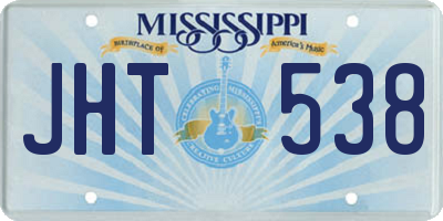 MS license plate JHT538