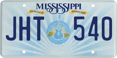 MS license plate JHT540
