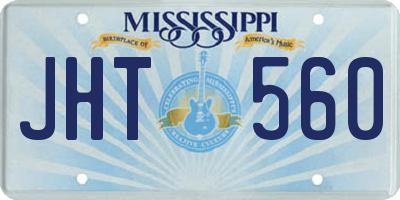 MS license plate JHT560