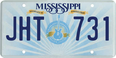 MS license plate JHT731
